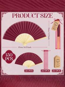 1/3/15/30pcs Elegant White Fan Set, Includes Thank You Card, Tag And Gift Bag, Bride Bamboo Handheld Folding Fan, Suitable For Bridesmaid Gift And Wedding Decoration, Party Event, Perfect Summer Accessory - Multicolor - View 6