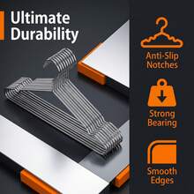 40Pcs Multi-Purpose Stainless Steel Garment Hangers With Pants Bar, Anti-Slip Grooves Prevent Slipping, Strong Bearing Support Heavy Coats Jackets, Rustproof For Outdoor Sun Drying - Default - View 6