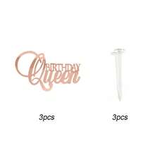 1pc/3pcs/5pcs Happy Birthday Queen Cake Topper, Acrylic Queen Party Cake Side Decor - Multicolor - View 16