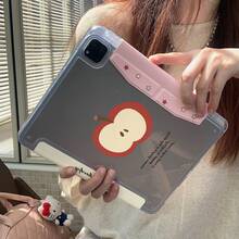 Korean Style INS Colorful Star Red Apple Tablet Protective Case Compatible With Apple 11th Gen Minimalist 10th Gen Tablet Protective Case With Pencil Slot Air 82026 New Pro 11 Fashion Mini 7 Cute Air 7/6 Snap Closure 11 Inch Girls Tablet Protective Cover Boys Tablet Protective Case - Beige - View 3