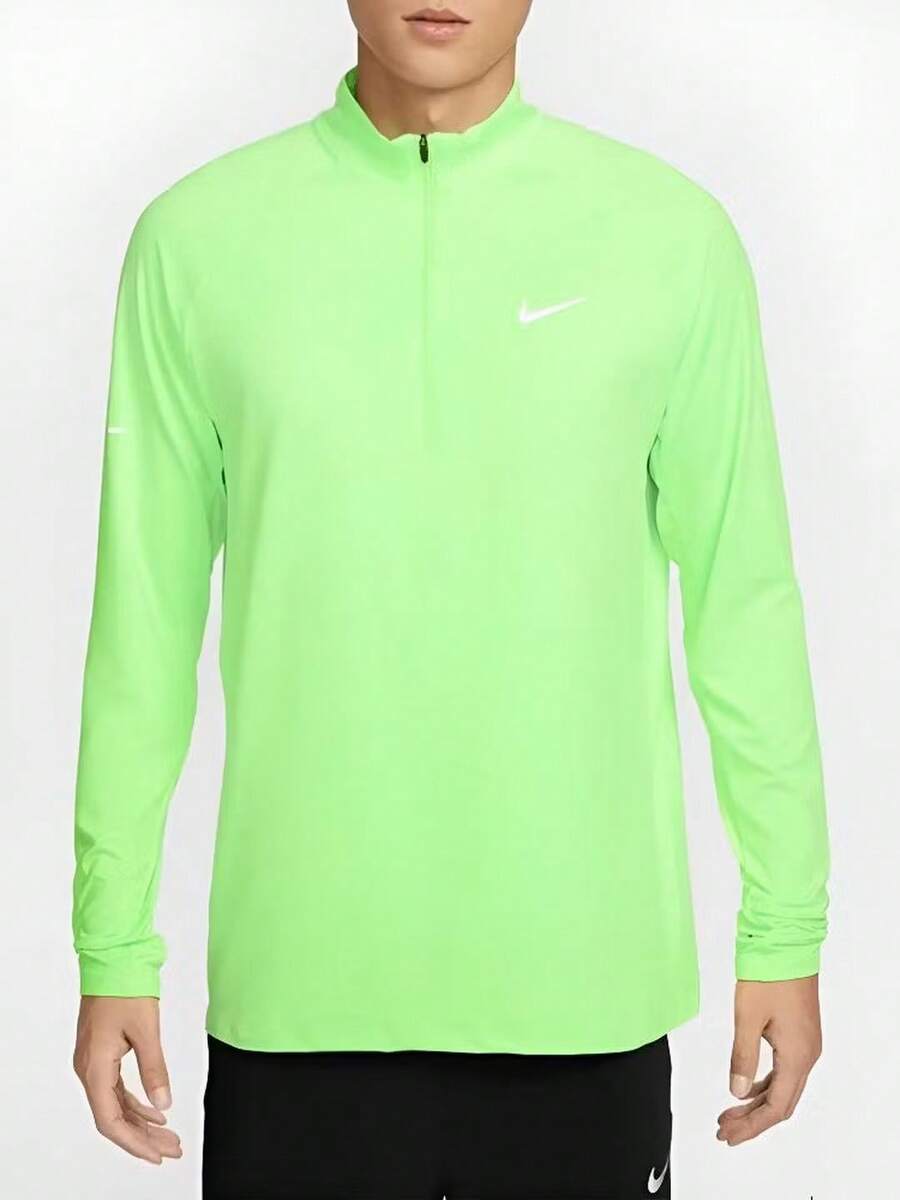 Nike STRIDE DRI-FIT Men's Comfortable Quick-Dry Knit Half-Zip Long Sleeve Sports Running Fitness T-Shirt - Green - View 1