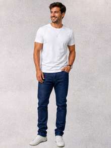 Men's Slim Trousers In Premium Jeans With Lycra Elastane (Choose Your Variation) - Dark Wash - View 1