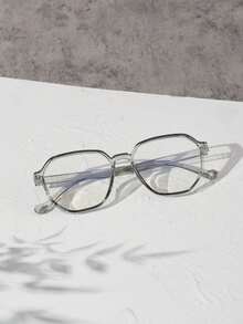 1 PC Women's Geometric Glasses Frame Black Translucent Gray Lightweight PC Frame Clear Lens Casual Style For Daily Office Commute With Glasses Box - Multicolor - View 11