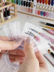 50/100/150pcs Transparent Rectangular & Fan-Shaped Nail Polish Color Display Cards With Metal Rings, Acrylic Nail Polish Color Sticks, Suitable For Nail Salons And DIY Home Practice - Multicolor - View 1