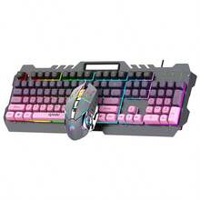 RAIKU Metal Gaming Keyboard And Mouse Set, Universal Wired Keyboard For PC, 104-Key Layout RGB Backlit Keyboard, 6D Mouse, Gaming Keyboard And Mouse Set For PC - View 2