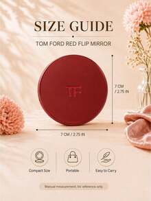 Tom Ford Gương nắp lật TF màu đỏ đường kính 7cm, gương hai mặt nhỏ gọn tròn trịa, dễ dàng mang theo, phù hợp để dặm lại lớp trang điểm hàng ngày, mang theo khi đi ra ngoài và làm quà tặng - Đỏ - Xem 11