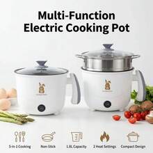 2-Gear Portable Non-Stick Electric Hot Pot, Multi-Functional Cookware With Auto Shut-Off Function, Suitable For Home And Camping - White - View 4