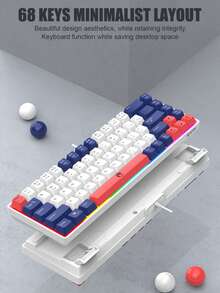 RAIKU Keyboard Membran Mini Kompak 61 Tombol Baru 60%, Hitam, Keyboard Gaming dengan Lampu Latar RGB Putih, Desain Ergonomis, Tahan Air, Cocok untuk PC/Laptop/Kantor/Gaming di Rumah - View 5