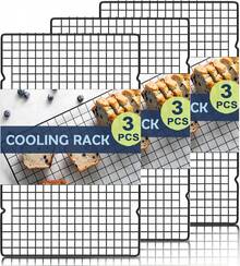 Hunnycook 15.8*9.8 Cooling Rack, 3 Stainless Steel Baking Rack, Oven Cooling Racks Baking, Black Roasting Rack & Cake Rack & Cookie Cooling Rack, Baking Accessories Grilling And Drying - 15.8"x.9.8" Cooling Rack Biack - View 7