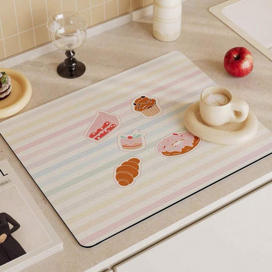 [Nuevo Engrosado] Alfombrilla de secado de platos de cocina, alfombrilla de mesa, alfombrilla absorbente, alfombrilla de encimera para platos, alfombrilla de mesa sin lavado, alfombrilla de secado de cuencos y platos, grosor 3.6mm - color - Ver 1