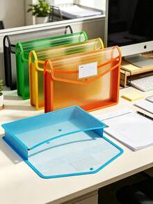 Expandable Plastic File Folder With Snap-Closure Transparent Envelope Pocket, No Dividers, Large Capacity, Multi-Color Options, Suitable For A4/Letter - Multiple Styles - View 1