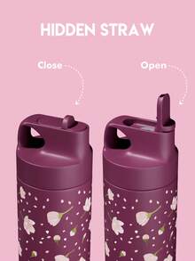 Meoky 19oz Handle Spout Sports Cup, Purple & Pink Floral Design, Portable Travel Cup With Handle And Leak-Proof Spout, Purple & Pink Floral Pattern, Suitable For Outdoor Travel, Fitness, Office, School, Daily Drinking, Personalized Travel Cup - Purple Powder Flower - View 3