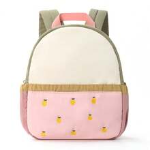 Colorblock Cute Apple Embroidered Backpack Mini Travel Bag - Multicolor - View 1