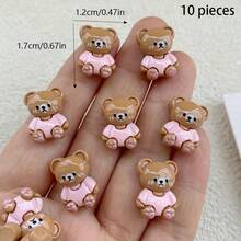 10/30/50pcs Cute Cartoon Mini Brown & Pink Bear Flat Back Decor, Resin Flat Back Painting Decoration For DIY Crafts, Home Decor, Phone Case Decoration - Cartoon Bear - View 10