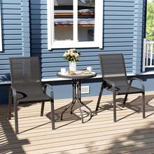 3-Piece Stackable Outdoor Bistro Set – Metal Frame Chairs With High Back Support + Tempered Glass Top Table – Compact Design For Patio, Balcony, Or Small Garden Spaces – Lightweight, Easy To Assemble & Space-Saving Solution - Black - View 10