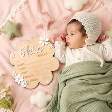 Hello World Newborn Sign - Wooden Hello World Welcome Sign, Flower Shape Newborn Announcement, Personalized Birth Announcement Board, For Newborn Gen - Bulletin Board - View 9