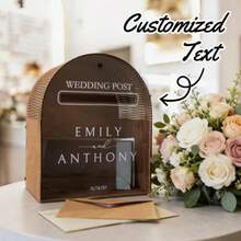 High-Quality Wooden Wedding Blessing Card Gift Box, Arch-Shaped Wedding Reception Party Decoration Ornament - 1PC - View 2