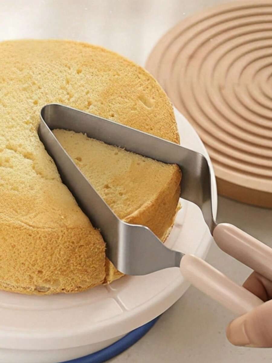 Haus Hana 1pc Stainless Steel Cake Clip, Cake Slicer, Cake Clip, Slicer, Cake Cutting Special Baking Tool, Handicraft For Hotel Modern Minimalist Food Clip, Triangular Cake Transfer Baking Tool