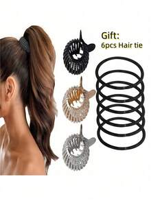 1pc/3pcs FRDTLUTHW Rhinestone Small Hair Claw Clips For High Ponytail,Shining Hair Claw For Women Thick Long Hair (3 Colors,Pack Of 3) - Multicolor - View 14
