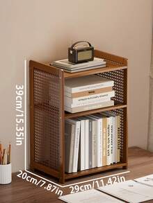 2/3-Tier Bamboo Desktop Organizer, Multifunctional Space-Saving Open Storage And Display Rack, Versatile Small Bookshelf, Ideal For Stationery, Cosmetics, Plants, And Decorative Items, Perfect For Offices, Dorms, Bedrooms, And Home Offices - Multicolor - View 10