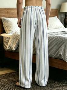 Men's Striped British Casual Vacation Style Long Pants, Lightweight, Minimalist, Suitable For Home And Outdoor Wear - Multicolor - View 3