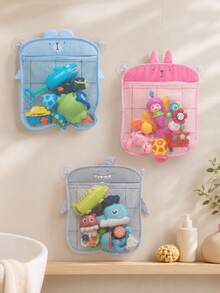 1pc Children's Bath Toy Storage Bag, Baby Bathroom Hanging Organizer Bag, Nursery Storage Organizer Bag, Suction Cup Only Adheres To Smooth Surfaces (Not Suitable For Frosted/Uneven Surfaces), Will Slip Off When Wet - Multicolor - View 1