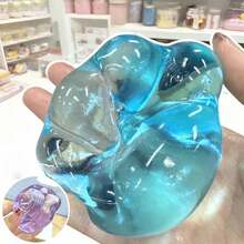1pc Grass Green & Shallow Sea Blue Transparent Squishy Toys, Slow Bounce Freely Kneadable Squeeze Stress Balls, Silky Clear Texture Aesthetic Desktop Ornaments, Calming Anxiety Sensory Fidgets, Perfect Holiday Birthday Party Gifts For Students & Ad - Multicolor - View 6