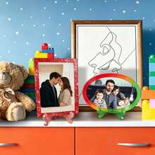 Set de 2 piezas (1 rectangular + 1 ovalada), Molde de resina para hacer marcos de fotos DIY, molde para marco rectangular y ovalado con soporte de base, molde de silicona para hacer regalos DIY para bodas, San Valentín, aniversarios, decoración del hogar, regalos para familiares y amigos, regalos de vacaciones y cumpleaños - 2 moldes para marco de fotos. - Ver 4