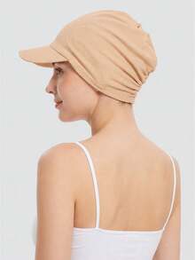 CONFLASS Women's Ribbed Loose Turban Hat With Brim, Elastic Lightweight Muslim Hijab Inner Cap, Solid Color Sun Protection Student Headwear - Multicolor - View 9