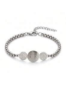 ZIRUISP St Benedict Bracelet Women Men,Adjustable Stainless Steel Chain,Protection Medal Amulet, Christian Catholic Religious Jewelry,Baptism Gift Daily Wear - St. Benedict's Bracelet - View 6