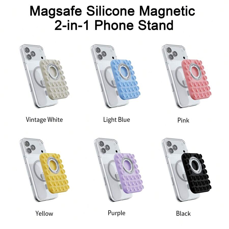 1pc Magsafe 2-In-1 Silicone Magnetic Phone Stand, Hands-Free Bracket For Live Streaming - Multicolor - View 1