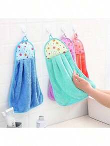 10/8/5/3/1pcsCoral Fleece Dish Towel Set, With Hanging Loop, Suitable For Drying Hands, Washing Dishes, Bathroom Cleaning, Tea Towel, Soft Hand Towel, Absorbent Cleaning Cloth, Hanging Cloth, Kitchen Accessories Random Colors - Multicolor - View 7