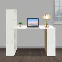 YUNRUX Desk With Shelves, Computer Desk With Shelves, Office Desk With Bookshelf 120cm - White - View 9