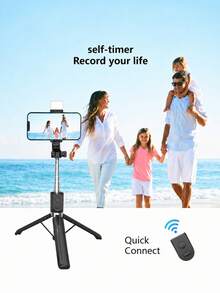 1 buah Tripod Tongkat Selfie, Stand Teleskopik yang Dapat Diperpanjang 130cm dengan Lampu Pengisi, Sudut yang Dapat Diatur 360°, Kontrol Jarak Jauh Nirkabel Bluetooth untuk Pemotretan Jarak Jauh, Aksesori Portabel untuk Fotografi Perjalanan dan Siaran Langsung Dalam Ruangan - Satu-Ukuran - View 8