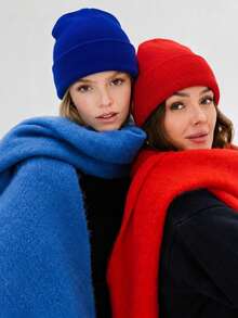 1pc Solid Color Unisex Faux Wool Knit Hat, Minimalist Fashion Warm Large Head Circumference Beanie With Ear Flaps, Windproof Cold Weather Hat, Suitable For Autumn/Winter Daily Wear, Outdoor, Holiday Gift - A - View 8