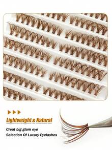 180 PCS Brown Lash Clusters 40D Pro Cluster Eyelashes D Curling Volume Lashes Fluffy Soft Wispy Lashes Extension Makeup Tool - D - 查看 5