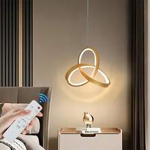 Luminária Pendente Led Lustre Sala Design moderno Estilo Nórdico 3 Cores de Luz Com controle remotoBivolt Altura ajustável Econômica LED Integrado Para Sala Quarto Cozinha Corredor Varanda - Dourado - Visão 6
