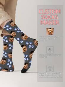 1 Pair Customized Face Pattern Socks, Personalized Photo Socks, Custom Printed Socks, Funny Face Socks, Custom Pattern Socks, Print Any Face Pattern On Socks, Anniversary Gift, Valentine's Day Gift, Unique Birthday Gift, Personalized Collectible - Multicolor - View 8