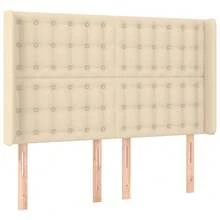 Headboard With Ears Cream 147x16x118/128 Cm Fabric - Cream - View 7