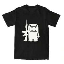 2025 Summer Rhinestone Funny Pattern Daily T-Shirts Men And Women Simple Color Block Versatile Gothic Short-Sleeves Loose Tees - 黑色 - 查看 1