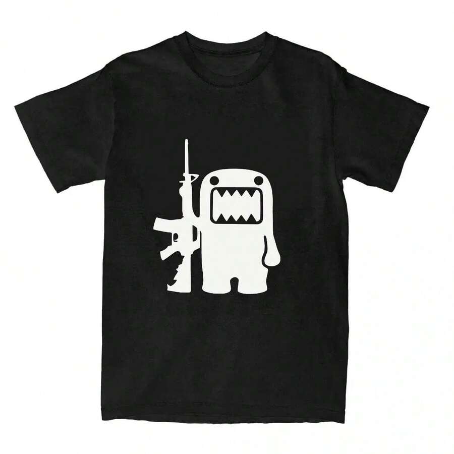 2025 Summer Rhinestone Funny Pattern Daily T-Shirts Men And Women Simple Color Block Versatile Gothic Short-Sleeves Loose Tees - 黑色 - 查看 1