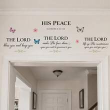 Numbers 6:24-26 Scripture Wall Sticker, Christian Bible Wall Decal, Removable Self-Adhesive Inspirational Quote Wall Art Decor, Suitable For Living Room, Bedroom, Home - Scripture Decorative Stickers - View 2