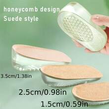 1 Pair Self-Adhesive Invisible Height Increasing Insoles, Non-Slip Breathable Honeycomb Cushion, Shock Absorbing Pads, Unisex, Suitable For Sneakers, Boots, Daily Commute - Beige - View 10