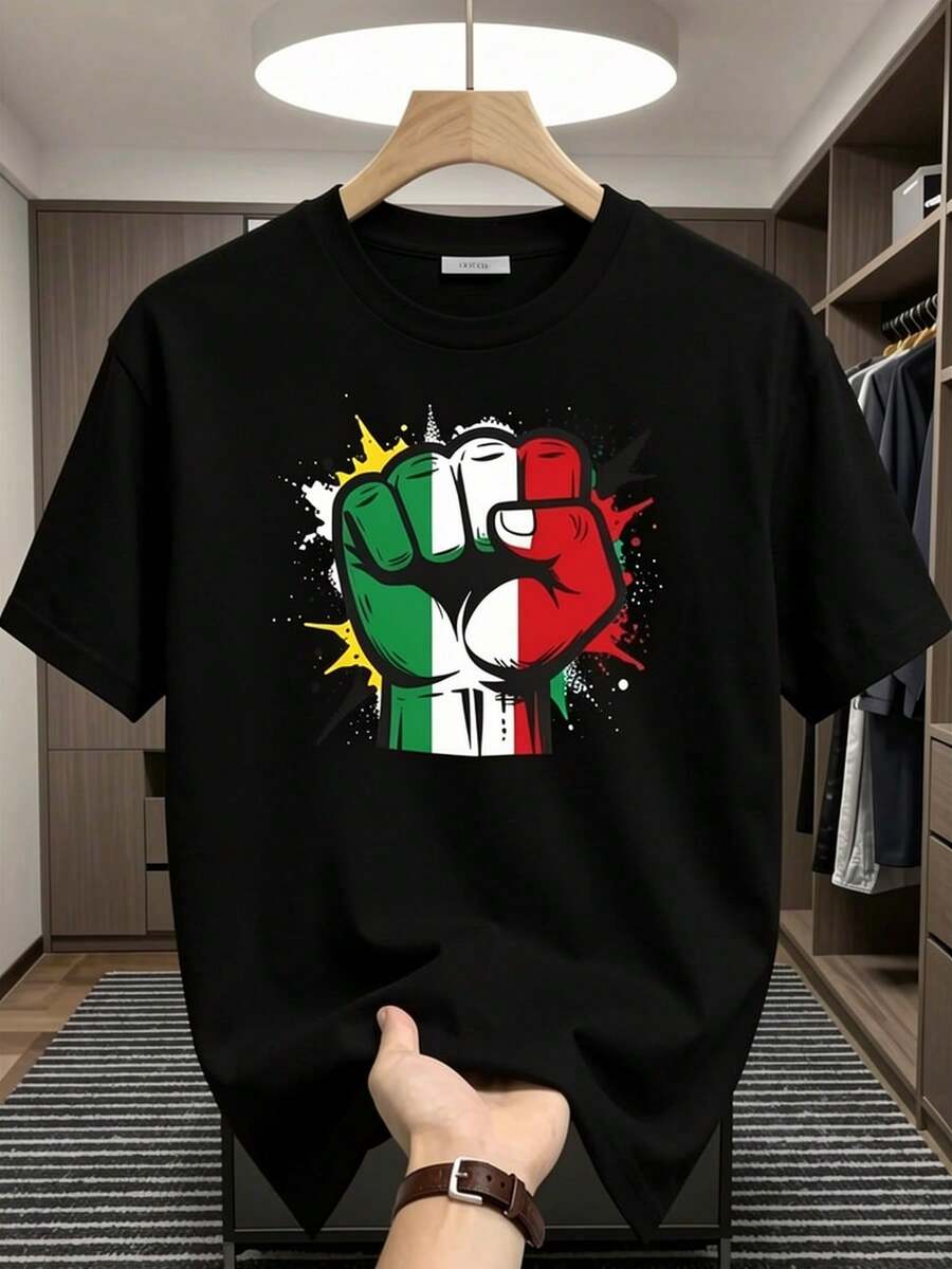 Printed Short-Sleeve T-Shirt - 黑色 - 查看 1
