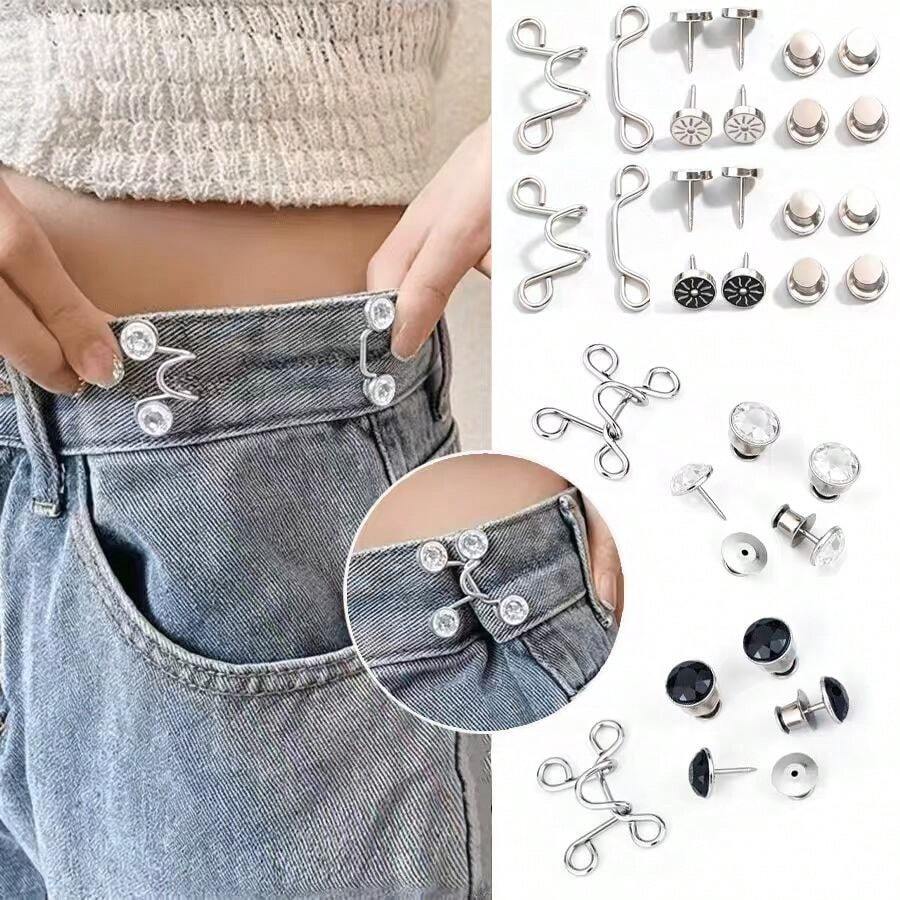 Ladies' Adjustable Jeans Buckle - Metal Buckle Adjuster, Instantly Adapts To Jeans, Pants, And Dresses Without The Need For Sewing - Quick Shaping Waistband Suitable For All Waist Sizes, Seamless Design Suitable For Daily Wear - Multicolor - View 1