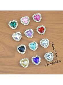 30pcs/Set Colorful Heart Rhinestone DIY Accessories, Random Color - Multicolor - View 12