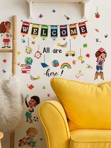 1pc Multi-Size Creative Letter PVC Self-Adhesive Removable Wall Sticker, Letter Train, Big Tree Puzzle Letter Decoration Self-Adhesive Wall Sticker Suitable For Bedroom, Living Room, Study, Dining Room, Classroom Background Wall - Multiple Styles - View 13