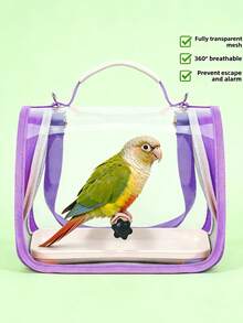 Parrot Outdoor Portable Bag, Breathable Bird Carrying Bag, Hands-Free Small Pet Cage, With Breathable Mesh Window, Parrot Backpack, Convenient For Taking Pets To Vet, Shopping, Hiking, Transparent Portable Bird Travel Case - Multicolor - View 7