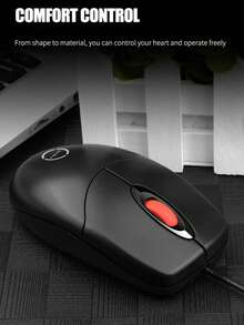 RAIKU Silent Wired Mouse For Business Office, 1.8m Cable, Leather Ring Scroll Wheel, Retro Black Wired Mouse - View 9
