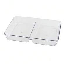 26.5x17.5x4 CM Clear Plastic Two Compartment Makeup Organizer Tray, Bathroom Vanity Organizer, Desk Storage Container, Cosmetics Display ... - A - View 3